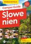 Camper Guide Slowenien: Insider-Tipps für Wohnmobil-Touren. Vor Berglandschaft stehen Wohnmobile am See. Logo unten., Buch