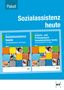"Paket Sozialassistenz heute" in weißem Text auf blauem Hintergrund. Zwei Buchcover mit bunten Blöcken und Fotos von Menschen., Buch