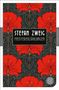 "STEFAN ZWEIG MEISTERERZÄHLUNGEN" steht in fettgedruckten Buchstaben auf einem stilvollen floralem Hintergrund in Rot und Schwarz., Buch