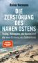 "Die Zerstörung des Nahen Ostens", Rainer Hermann. Strandstraße mit Stau, düsterer Himmel. Klett-Cotta Logo unten rechts., Buch
