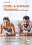 "Core- & Sixpack-Training für Zuhause. Effektive Workouts, 20 Min. täglich. Mann und Frau in Plank-Position, lächelnd."
