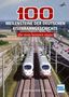 „100 Meilensteine der deutschen Eisenbahngeschichte, die man kennen muss“. Zwei moderne Züge auf parallelen Gleisen., Buch