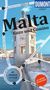 "Malta, Gozo und Comino", "Mit großem Faltplan", "15× direkt eintauchen". Steinbau vor Meer, blauer Himmel., Buch