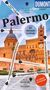 Ein Reiseführer-Cover mit großem "Palermo"-Schriftzug vor einem historischen Gebäude. Enthält markante Punkte und einen Cityplan., Buch