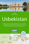 Usbekistan, Entdeckungsreisen entlang der Seidenstraße; Gebäude mit türkisfarbenen Kuppeln, Karte mit Städtenamen., Buch