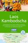 "Roland Dusik, Laos Kambodscha, Entdeckungsreisen am Mekong. DUMONT Logo unten mittig. Drei Mönche auf einem roten Roller."