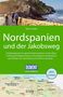 "Nordspanien und der Jakobsweg" von Marion Golder. Karte von Nordspanien, Küstenlandschaft, Wanderer auf Steinpfad., Buch