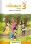 „Das Förderheft Lesen 3: Lesetechnik und Leseflüssigkeit.“ Fünf Kinder in bunten Kostümen im Wald, Magie-Thema.