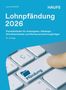 Text: „Lohnpfändung 2026“, „Praxisleitfaden“, „16. Auflage“. Eine Finger drückt eine PC-Taste mit „Pfändung“ und Akten-Symbol.