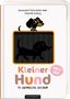 Texte: "Kleiner Hund", "Kino im Buch", "10 bewegte Bilder". Illustration eines Hundes über einem beweglichen Bild., Buch