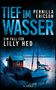 TIEF IM WASSER, PERNILLA ERICSON, EIN FALL FÜR LILLY HED. Eine Hütte und ein Segelboot an einem felsigen Ufer bei Abenddämmerung., Buch