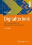 „Digitaltechnik“, „11. Auflage“. Titel auf orangem Hintergrund. Buntes Zickzack-Muster oben, "LEHRBUCH"-Etikett am Rand.