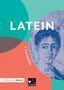 "LATEIN TRAINING 1" in großen Lettern. Bunte geometrische Formen und ein antikes Porträt einer Frau neben den Texten.