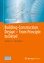 Titel: Building-Construction Design – From Principle to Detail, Volume 2 – Conception. Blau-orangefarbener Hintergrund mit technischem Diagramm.