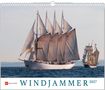 "WINDJAMMER 2027" steht über einem großen Segelschiff auf offenem Meer, ein weiteres Schiff folgt im Hintergrund.