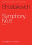 Oberer Text: Dmitri Shostakovich, Symphony No. 6. Mittig groß: Shostakovich, Symphony No. 6, Full score. Roter Hintergrund., Buch