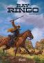 Titel: "Ray Ringo" darüber Reiter mit Gewehr auf galoppierendem Pferd, Verfolgung durch Kutsche., Buch