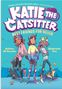 „KATIE THE CATSITTER: BEST FRIENDS FOR NEVER“ in großen Buchstaben oben. Drei skaterartige Mädchen, eine Katze dabei., Buch
