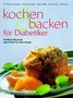„kochen & backen für Diabetiker“. Ein Muffin mit Aprikosen und Minzblättern auf einem Teller., Buch