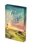 „Westküstenliebe: Wendepunkt im Nordseekoog“ von Sandy Dobelstein. Bild eines Leuchtturms, grüne Wiesen, zwei Schafe., Buch