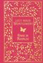 Text: "LUCY MAUD MONTGOMERY ANNE IN AVONLEA." Design: Roter Hintergrund mit goldenen Zweigen und einem Schmetterling., Buch