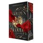 Titel: "Golden Blood: Love & Trust", Autor: Annika Neuhaus. Goldene Krone, rote Stoffe, filigrane Ornamente auf dunklem Hintergrund., Buch