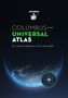 Text: "COLUMBUS UNIVERSAL ATLAS. Der moderne Wegweiser durch unsere Welt." Globale Ansicht der Erde und ein Logo., Buch
