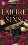 "EMPIRE OF SINS" in goldener Schrift. Darunter eine verzierte Pistole, umgeben von roten Blumen und goldenen Blättern., Buch