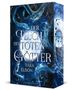 Text: "Der Fluch der toten Götter, Yara Elison". Dunkles Cover, blaue Schlangen, Vollmond, Rosen und funkelnde Sterne., Buch