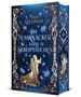 Text: "Vorläufiges Cover" und "Drachenmond Verlag". Illustration: Ein blauer Drache fliegt vor einem großen Mond.
