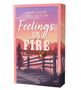 „Feelings on Fire“ von Mari Gold und Ash Greylyn. Illustration: Landschaft mit Hütte, Zaun und Feuerwehrhelm., Buch