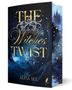 Text "THE Witches TWIST" und "ALISA BEE". Goldene Schrift, magische Waldszene, leuchtende Sterne und eine Burg im Hintergrund., Buch