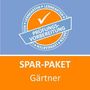 „SPAR-PAKET Gärtner“ steht in einem orangefarbenen Feld. Darüber ein blaues Siegel mit „PRÜFUNGS-VORBEREITUNG“., Buch