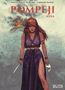 Text: "PAOLO GRELLA - RUDI MIEL - FABIENNE PIGIÈRE", "POMPEJI", "ASSA". Eine Frau mit rotem Haar, violettem Kleid, Dolch., Buch