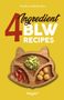 Titel: "4 Ingredient BLW Recipes". Gelbes Cover mit geteiltem Holz-Kinderteller, darauf Nudeln, Tomaten, Bällchen. Marke „veggie+“., Buch