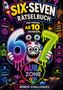 „Six-Seven Rätselbuch“, „Für Kinder ab 10 Jahren“, „Aura Zone“. Ein Monster hält bunte Zahlen, spielerische Szenen., Buch