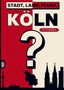 "STADT, LAND, FLUSS, KÖLN" und "60 x A4 Spielblöcke" in großen Buchstaben. Darunter ein großes Fragezeichen. Silhouetten von Köln.