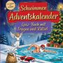 "Schwimmen Adventskalender. Quiz-Buch mit Fragen und Rätsel." Ein Engel und ein schwimmender Weihnachtsmann im Pool., Buch