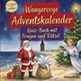 "Wangerooge Adventskalender: Quiz-Buch mit Fragen und Rätsel". Der Weihnachtsmann am Strand mit Geschenken und Engel.