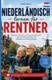 „Niederländisch lernen für Rentner“; unter einem Paar mit Karte, Kanalhäusern und Windmühle, fröhliche Atmosphäre., Buch