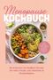 "Menopause Kochbuch", rosa Hintergrund, gesunde Lebensmittel in Schüssel: Avocado, Kichererbsen, Brokkoli, Quinoa., Buch