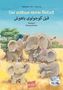Text: "Der schlaue kleine Elefant", "Deutsch Persisch/Farsi". Illustration von vier fröhlichen Elefanten in einer Landschaft., Buch