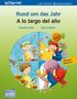 Text: "Rund um das Jahr, A lo largo del año, Susanne Böse, Sigrid Leberer, Deutsch Spanisch." Illustrationen von Kindern in den Jahreszeiten.