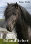 "Irene Hohe, Islandfieber." Ein Islandpferd mit wilder Mähne steht vor einem Wasserfall in einer grünen Landschaft., Buch