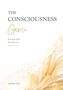 "The Consciousness Game", "A book that found you", "caring now". Goldene Spritzer auf weißem Hintergrund rechts unten., Buch