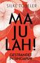 Text: "Silke Tobeler, MAJU LAH!, Gestrandet in Singapur." Hintergrund: rote Blütenillustrationen., Buch