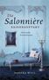 „Die Salonnière: Saisonauftakt“, „Historischer Kriminalroman“, „Sandra Will“. Eleganter Raum mit Chaiselongue, Bild, Kerzenhalter., Buch