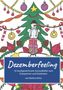„Dezemberfeeling“ auf blauer Tafel. Illustration: Schneemann, Weihnachtsbaum, Dekorationen., Buch