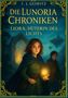 „DIE LUNORIA CHRONIKEN: LIORA, HÜTERIN DES LICHTS“ zeigt ein Mädchen mit einer leuchtenden Kugel in der Hand, ein Junge dahinter., Buch