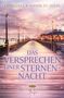 Text: "Emma Cole & Joanne St. Lucas, Das Versprechen einer Sternennacht, Roman, Outer Banks Saga." Ein Steg mit Lichtern bei Sonnenuntergang.